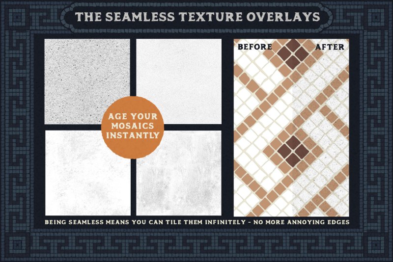 Seamless stone texture overlays for The Mosaic maker for Adobe Illustrator