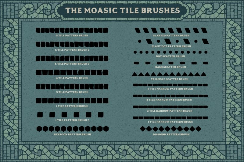 Mosaic tile brushes for The Mosaic maker for Adobe Illustrator