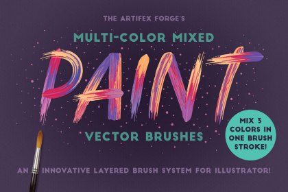 Mixed colour painted type - cover design for mixed paint brushes for Adobe Illustrator