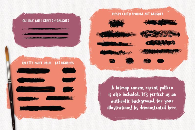 Contents of Oil Paint Brushes for Adobe Illustrator
