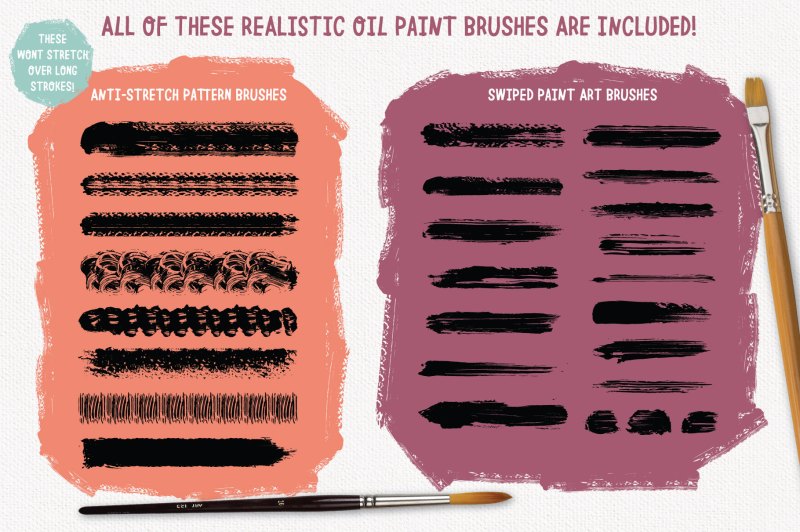 Contents of Oil Paint Brushes for Adobe Illustrator