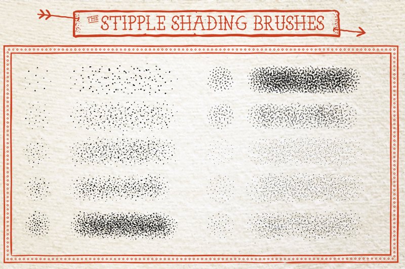 The stipple shading brushes included in Tattoo art brushes for Affinity Designer.