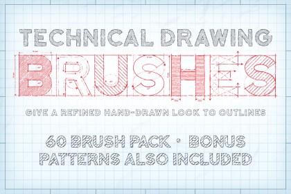 Technical drawing vector brushes for Adobe Illustrator.