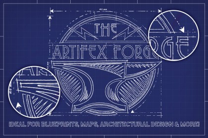 Artifex Forge logo made using Technical drawing brushes for Adobe illustrator.