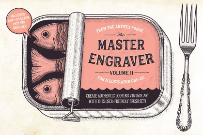 Cover design for The Master Engraver - drawn with engraving brushes for Adobe Illustrator.