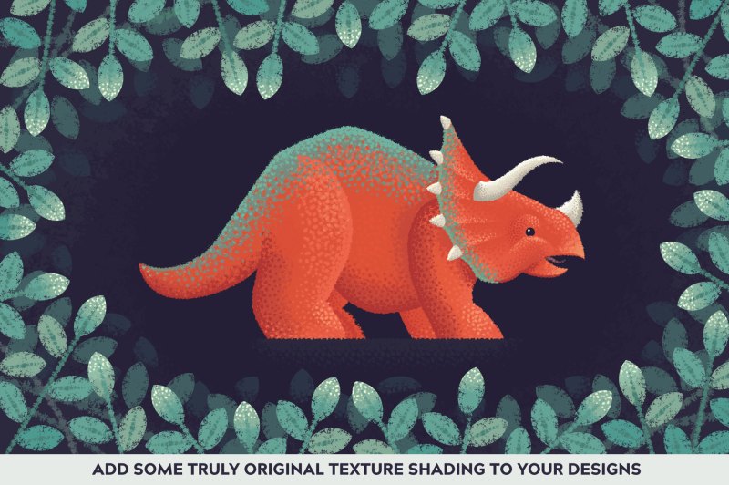 Triceratops drawn using Impressionism brushes for Illustrator
