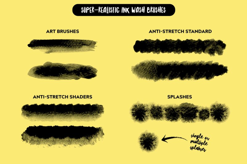 The ink wash brushes included in The Affinity Inkwell.