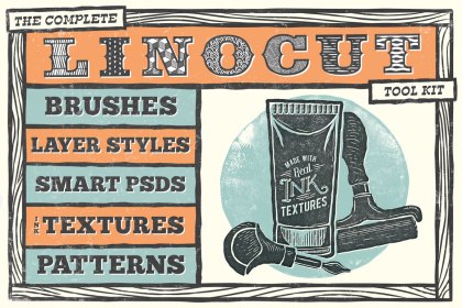 The complete linocut tool kit for Photoshop and Illustrator