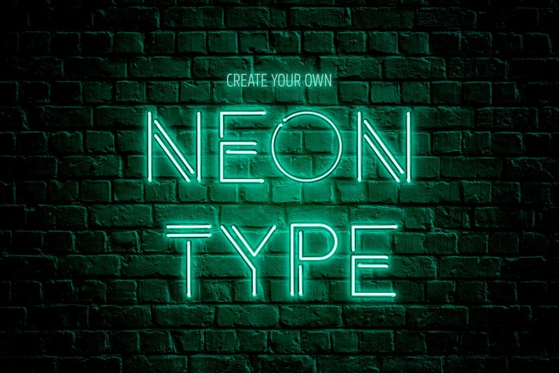 Neon type design made with Neon brushes for Affinity Designer.