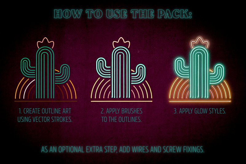 Step-by-step how to use neon brushes to create a cactus design in Affinity Designer