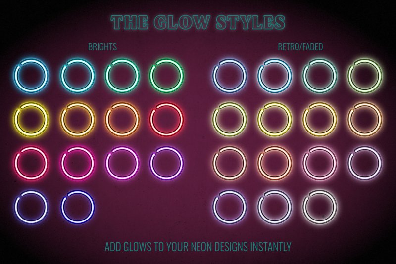 Neon glow styles for Affinity Designer.
