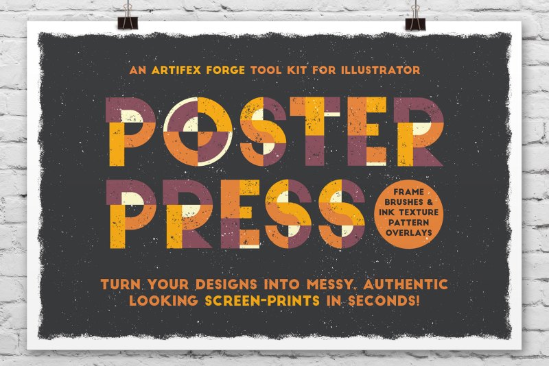 Poster Press featuring vintage brushes and illustrator texture brushes