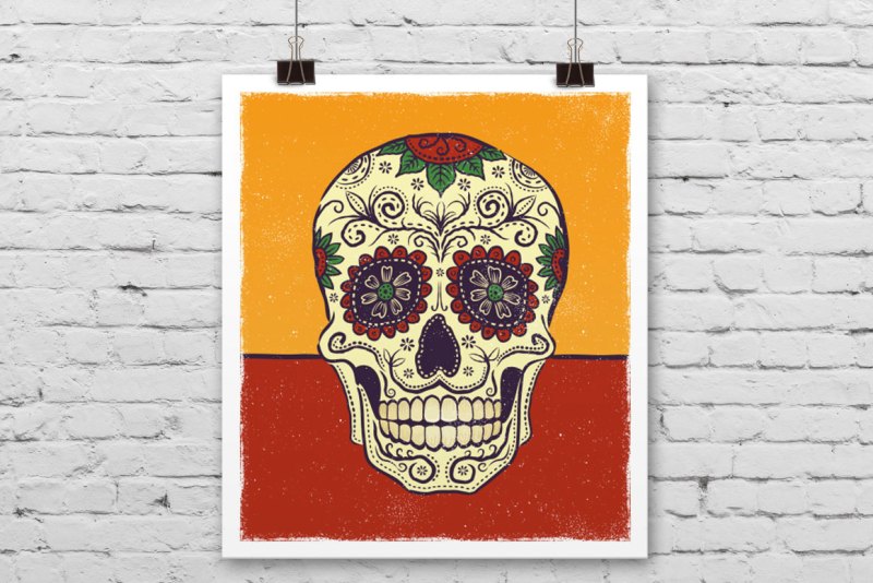 A skull illustration made using Poster press - screen print creator for Adobe Illustrator.