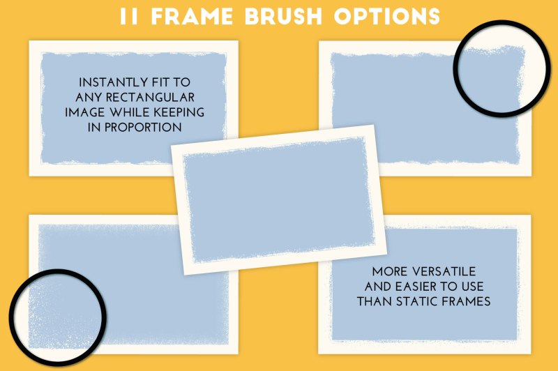 The frame brush options for Poster press - screen print creator for Adobe Illustrator.