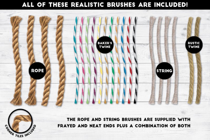 real rope brushes adobe illustrator ropes cord brush vector cords string line border pattern knot nautical