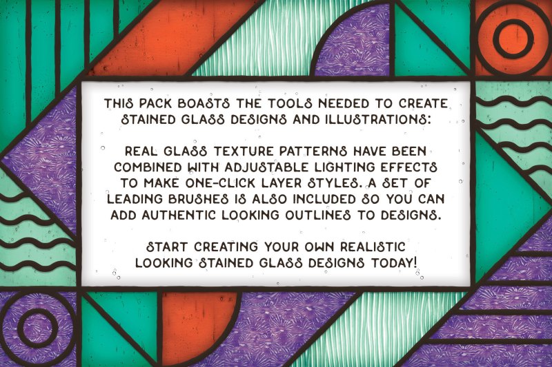 Intro with stained glass border made using the stained glass creator for Photoshop and Illustrator