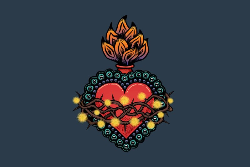Heart design created using Tattoo art brushes for Illustrator.