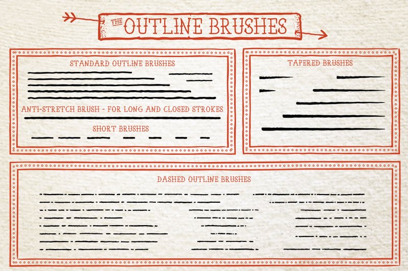 The outline brushes included in Tattoo art brushes for Adobe Illustrator.