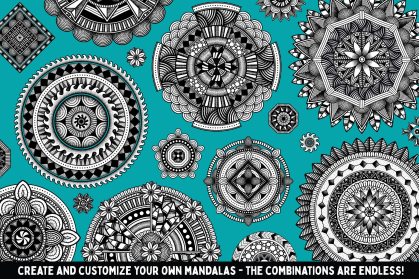 Zentangle style mandalas made with the Zen Fine liner & Mandala Creator in Adobe Illustrator.
