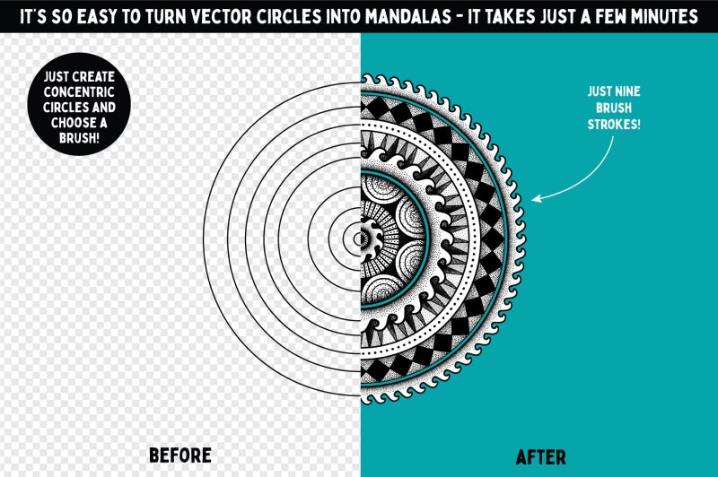 Turn vectors into mandalas with ease.