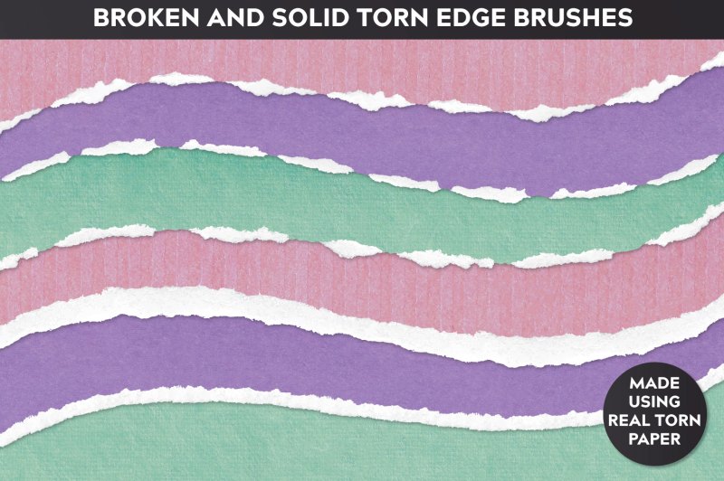 Broken and solid Torn paper edge brushes for Affinity designer - what's included.