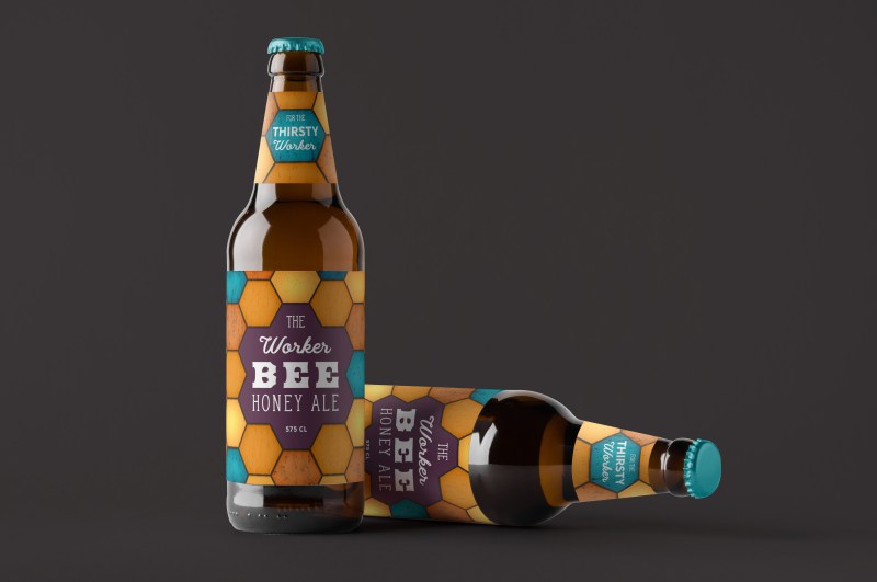Ale bottle design made using stained glass textures and brushes for Affinity Designer