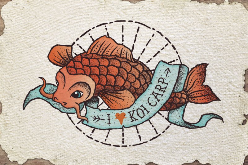Koi Carp fish illustration created using Tattoo Art Brushes for Procreate.