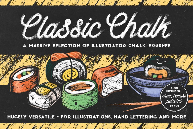 classic chalk vector brushes for adobe illustrator