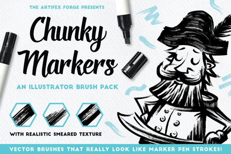 Chunky marker pen brushes for adobe illustrator