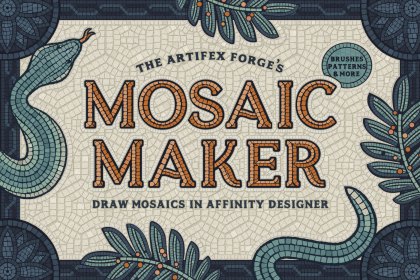 The Mosaic maker for Affinity Designer - mosaic tile brushes, background patterns, seamless stone overlay textures and more.