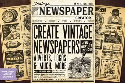 Vintage Newspaper templates and effects for Affinity Designer