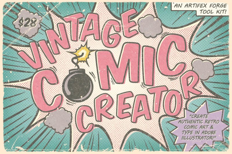 Comic book brushes and textures for Illustrator