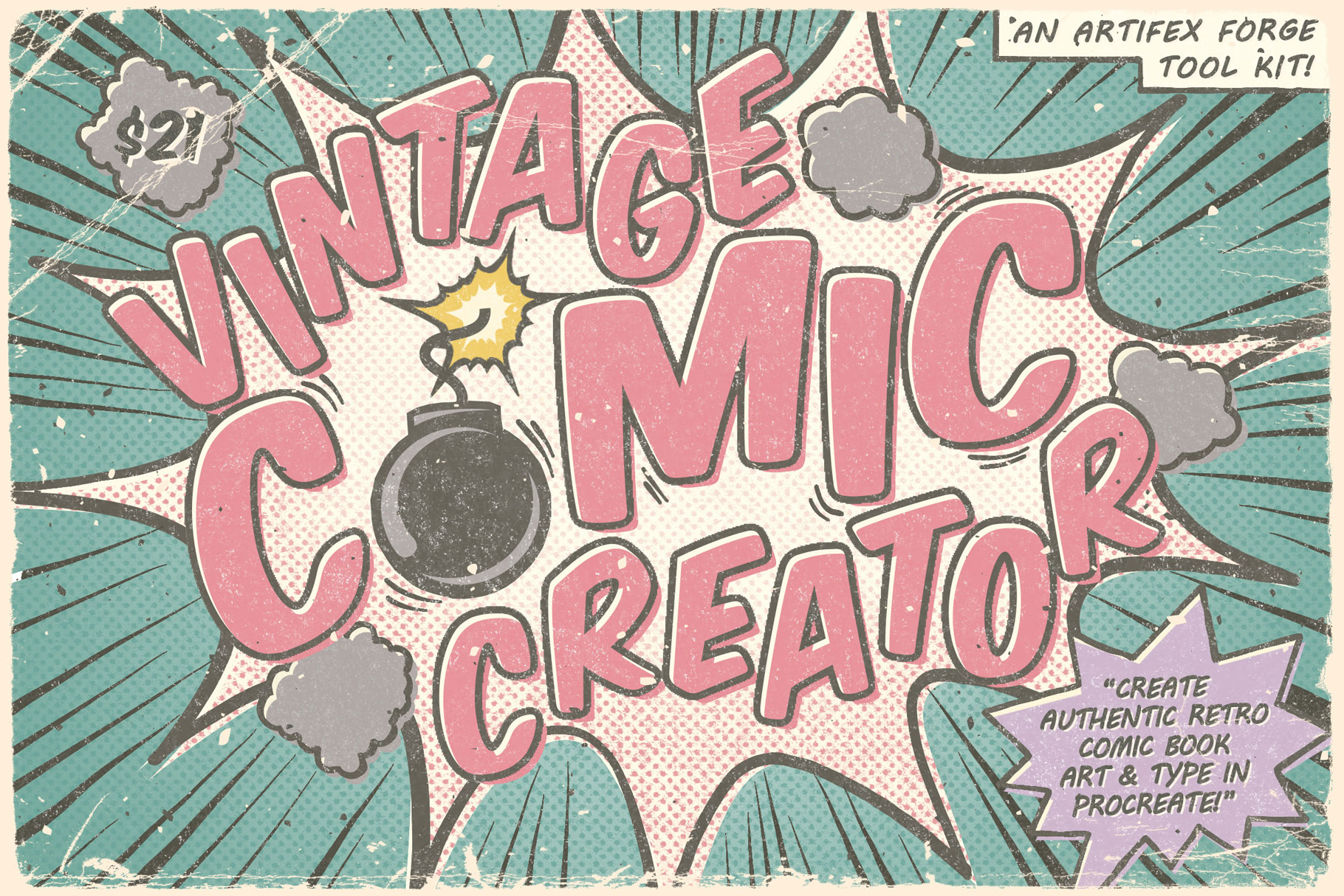 Vintage Comic Creator - Procreate Cartoon Brushes