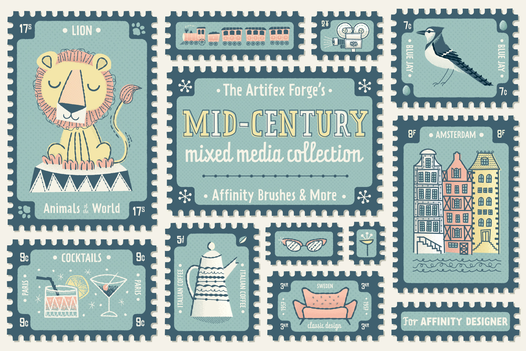 The Mid-Century Mixed Media Affinity Designer Brushes