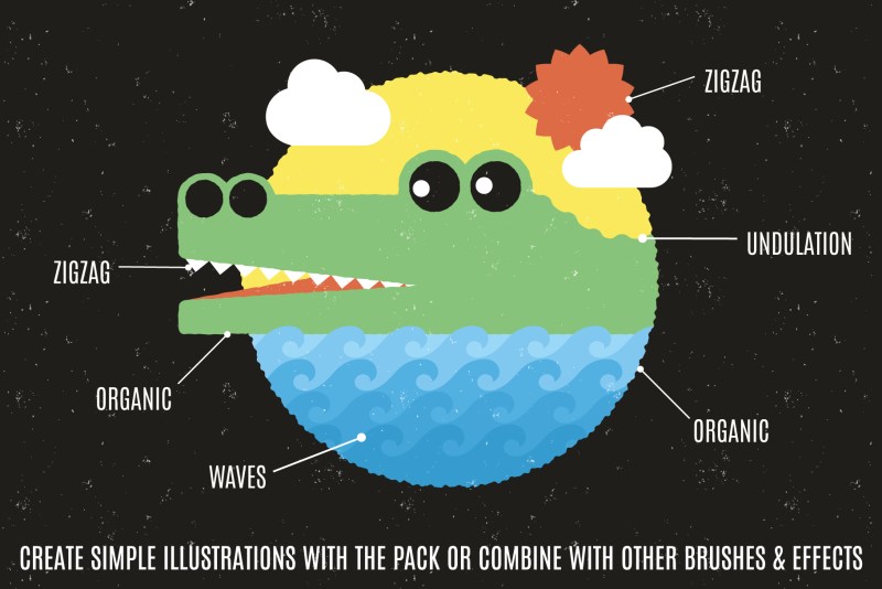 crocodile created using affinity designer vector brushes - edge essentials