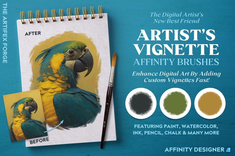 Parrot Painting made using Vignette Affinity Designer Vector Brushes