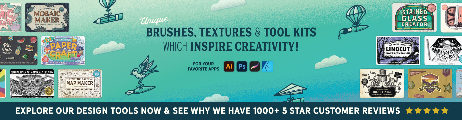 Illustrator, Photoshop, Affinity and Procreate Brushes at Artifex Forge