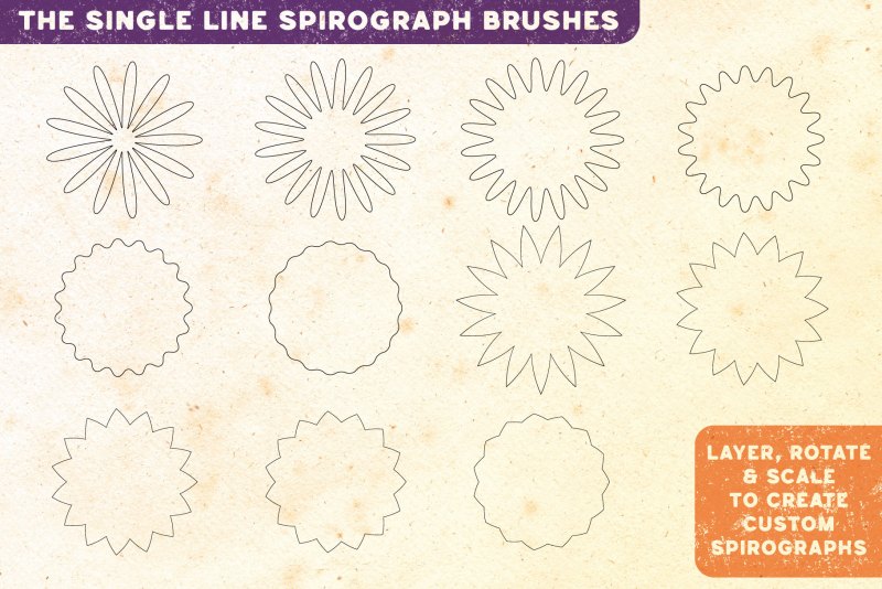 full range of adobe Illustrator Spirograph brushes part 5