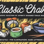 Classic Chalk cover design - Cute sushi drawn using Affinity designer chalk vector brushes.