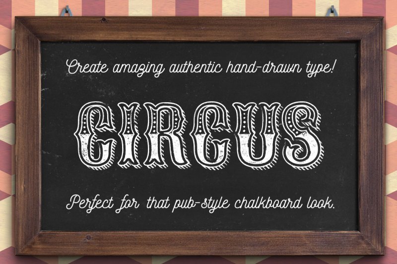 Circus Type drawn using Affinity designer chalk vector brushes.