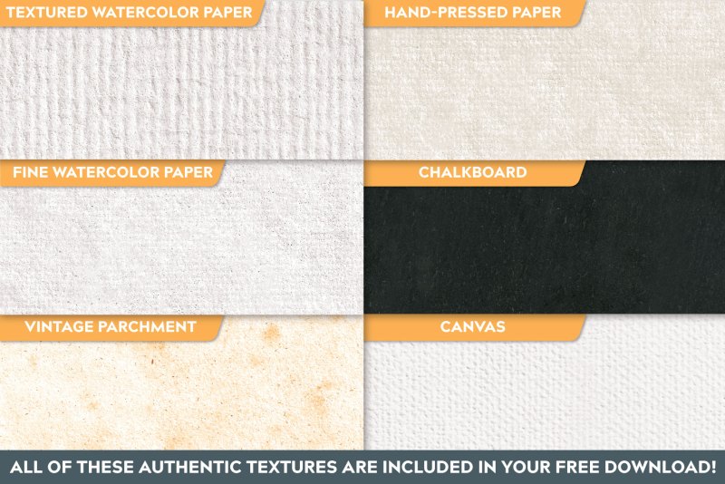 Canvas creator for Adobe Illustrator, Photoshop, Affinity Designer and Procreate - The seamless canvas textures include - vintage parchment paper, watercolor paper, chalkboard and canvas.