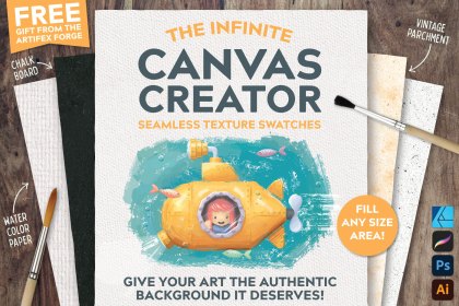Canvas creator for Adobe Illustrator, Photoshop, Affinity Designer and Procreate - seamless canvas textures for your digital art.