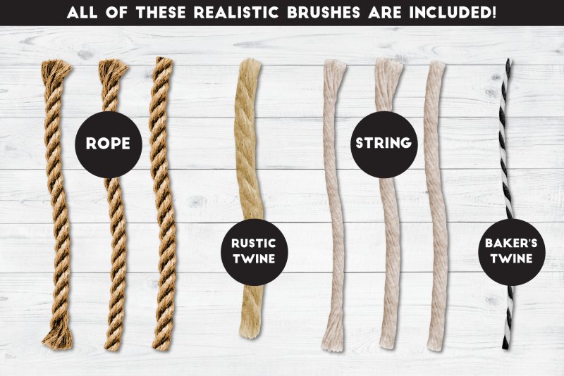 String, rope and twine brushes for Affinity Designer.