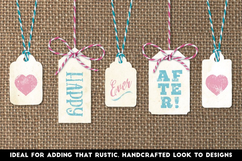 Tag and label designs used with string, rope and twine brushes for Affinity Designer.