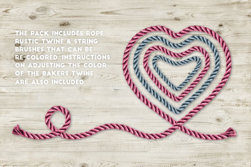 Heart string design made with real rope Affinity Designer vector brushes.