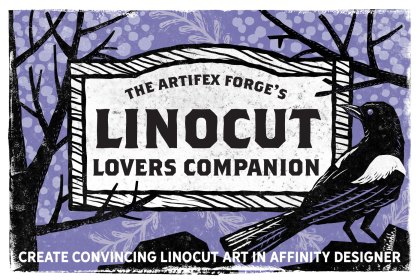 Linocut brushes and textures for Affinity Designer.