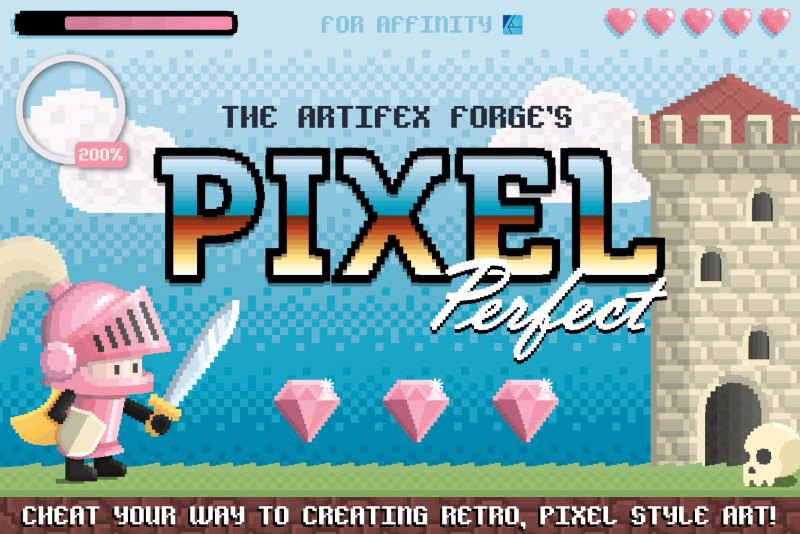 Make pixel art in Affinity Designer with our brushes and patterns pack.
