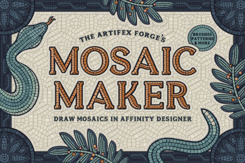 Mosaic tile brushes and patterns for Affinity Designer.