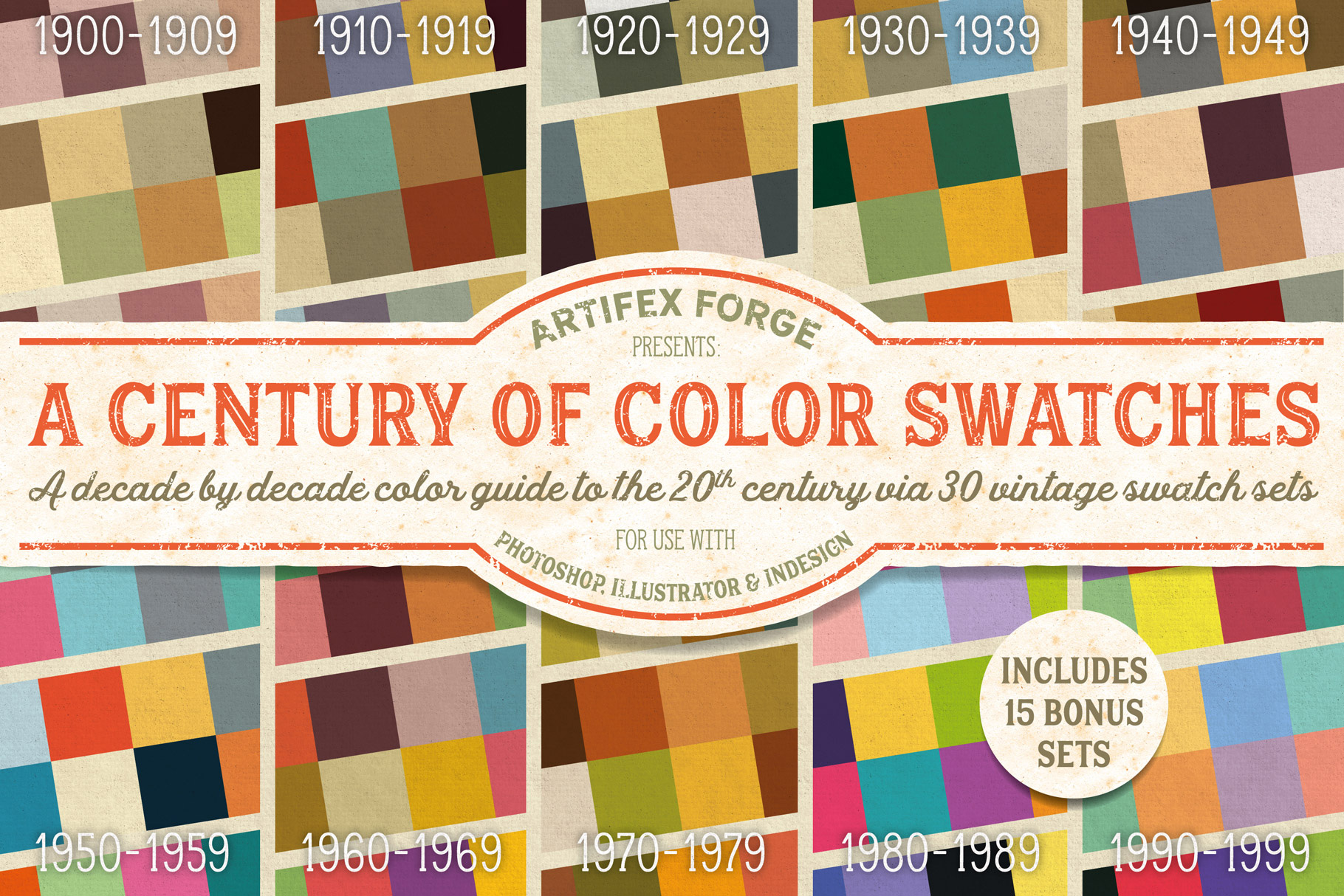 A Century of Color Swatches - Illustrator, Photoshop & Indesign